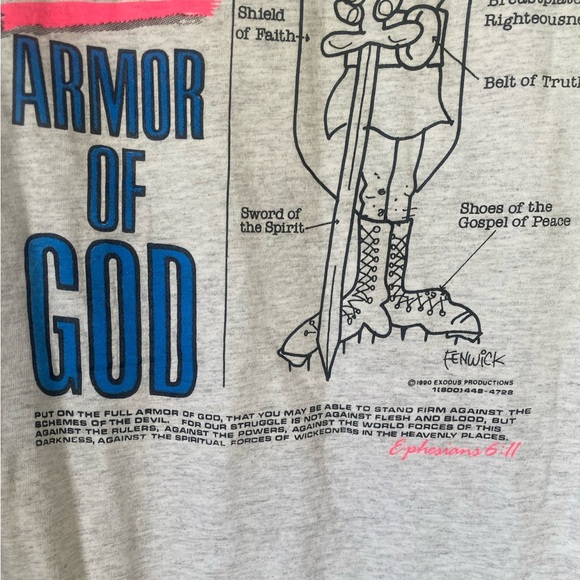 Vintage 90s Exodus Productions Fenwick Religious Armor of God Unisex Graphic Tee - Picture 5 of 7